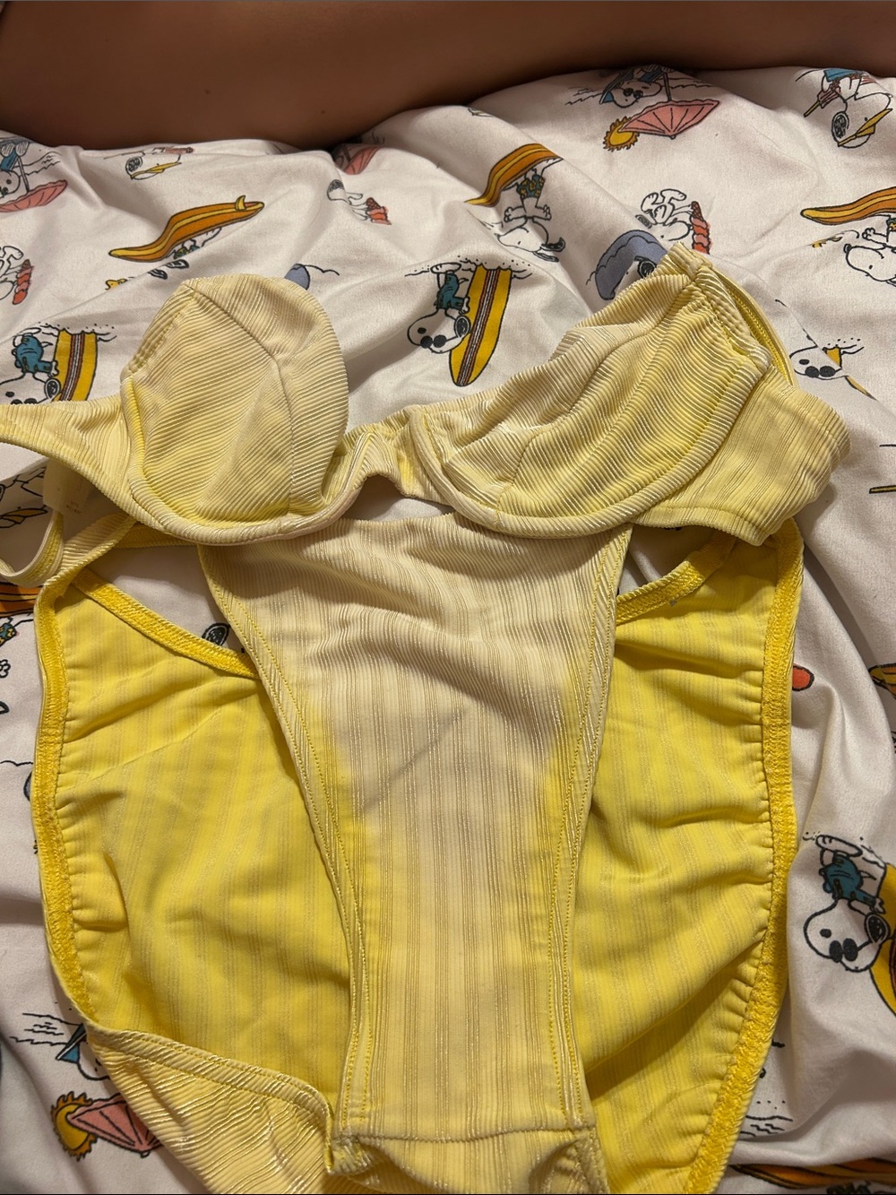 Yellow Ribbed bathing suits with Adjustable Straps